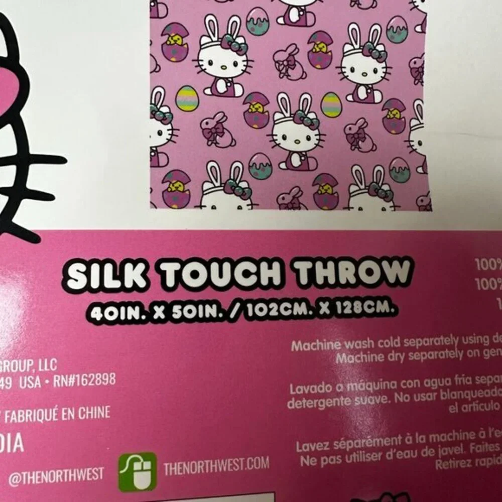 Hello Kitty Easter Bunny Silk‎ Touch Throw Blanket Pink 40x50 Sanrio Northwest